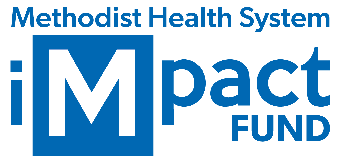 Methodist Health System iMpact fund logo in blue block text